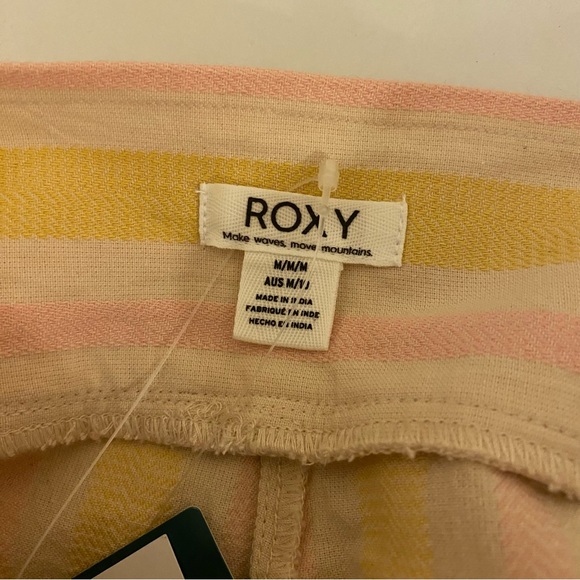 NWT Roxy Medium Handmade Life Yellow Pink Striped Shorts - Picture 5 of 14